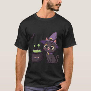 Camiseta Bruxa Negra Bonita com Ilustração de Poção Mágica