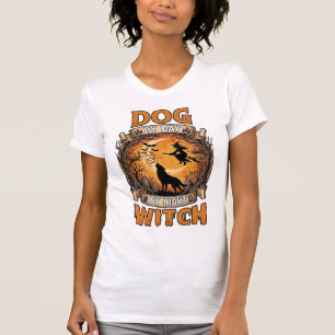 Camiseta Bruxa Noturna do Dia do Cão Halloween Lua do Lobo
