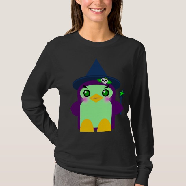 Camiseta Bruxa Pinguim Kawaii (Frente)