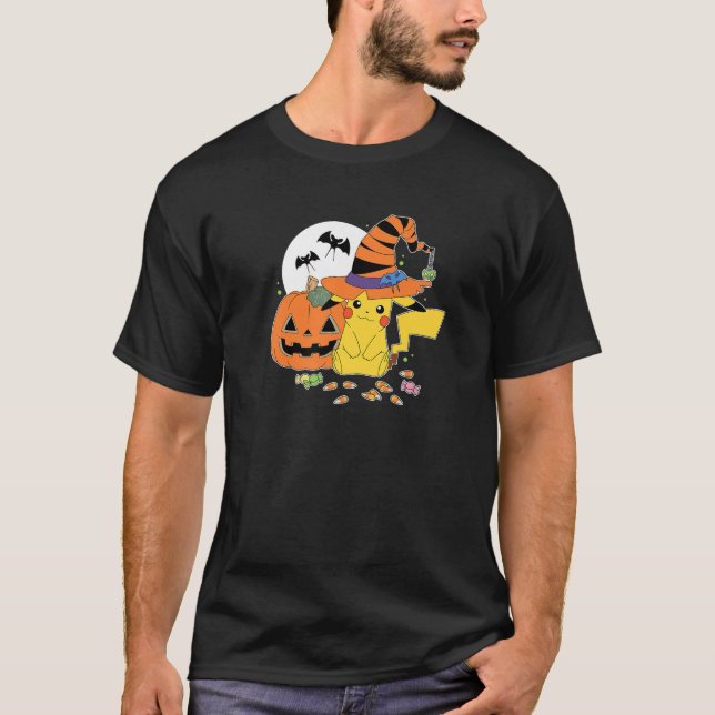 Camiseta Bruxa Pokémon Pikachu Com Candy Premium (Frente)