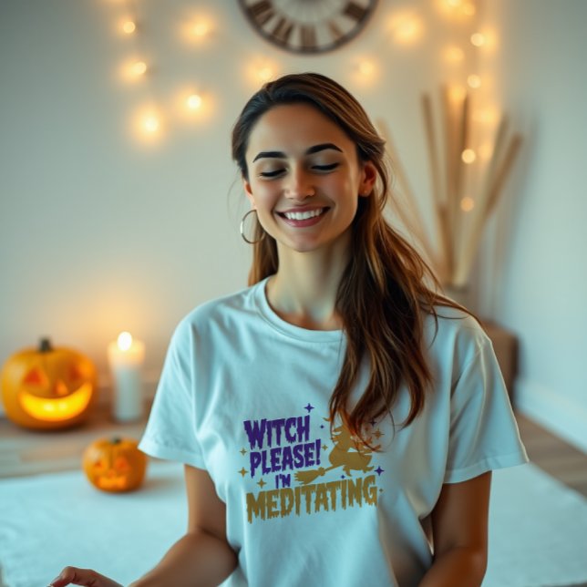 Camiseta Bruxa, por favor, estou meditando o Halloween (Criador carregado)