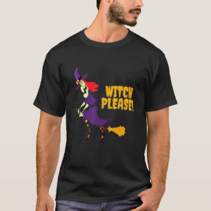 Camiseta Bruxa Por Favor Punhal Bruxa de Halloween Assustad