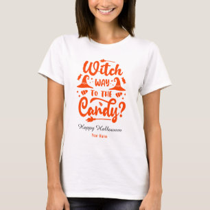 Camiseta Bruxa Por Que Para O Doce Editável Cor Halloween