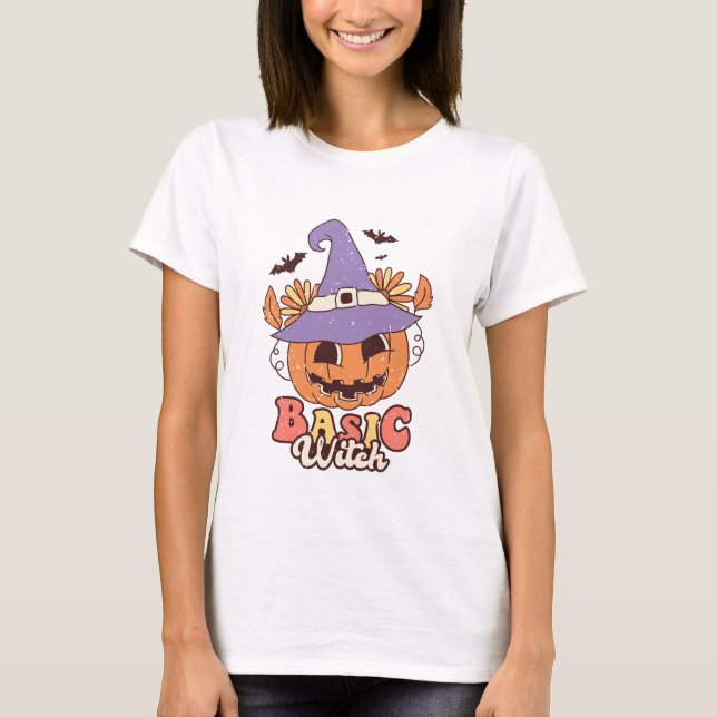 Camiseta Bruxa Retro Básica - Halloween (Frente)