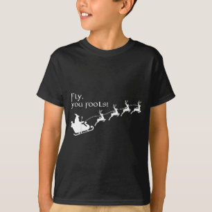Camiseta Bruxa Retro Mágica Voe seus Tolos Trineo de Natal