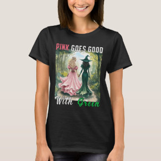 Camiseta Bruxa Rosa Fica Bem Com Bruxa de Halloween Verde W