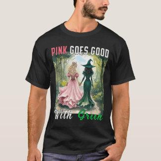 Camiseta Bruxa Rosa Fica Bem Com Bruxa Verde de Halloween R