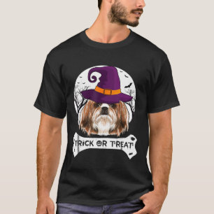 Camiseta Bruxa Shih Tzu Trick Ou Trate Cachorro Halloween C