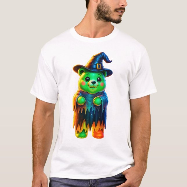 Camiseta Bruxa Urso Neon Halloween (Frente)