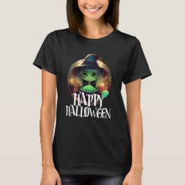 Camiseta Bruxa Verde Comendo Docinho Feliz Halloween