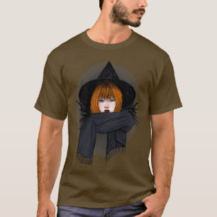 Camiseta Bruxa Vermelha Escura com um Scarf