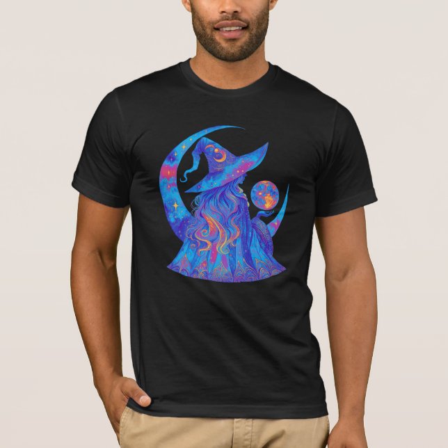 Camiseta Bruxa Vibrante e Halloween Azul (Frente)