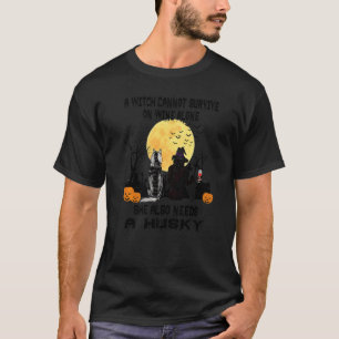 Camiseta Bruxa Vinho E Cão Husky Siberiano Fantasia De Hall