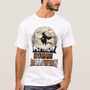 Camiseta Bruxa Vintage Feliz Halloween Design Vetorial_1