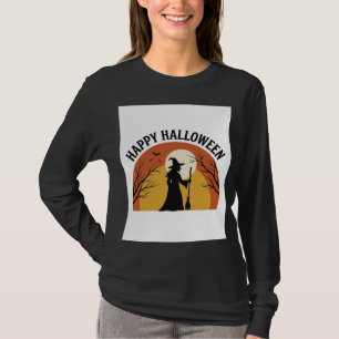 Camiseta Bruxa Vintage Feliz Roupa de Halloween Design_1