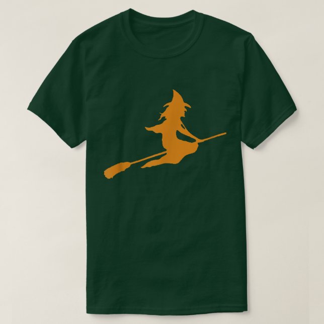 Camiseta Bruxa Voadora da Broom Halloween 907 (Frente do Design)