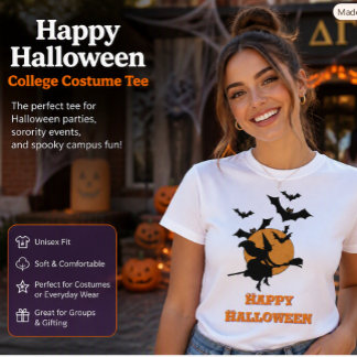 Camiseta Bruxa Voadora de Halloween Vintage com Morcegos