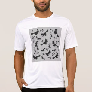 Camiseta Bruxa voadora entre a meia-lua na noite de Hallowe
