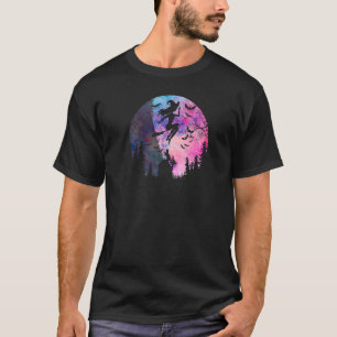 Camiseta Bruxa Voadora Frequente de Halloween Lua Cheia Ca