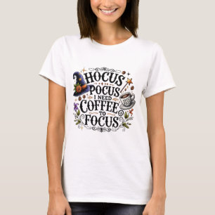 Camiseta Bruxaria Divertida Preciso de Café Bruxa