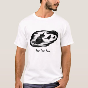 Camiseta bruxas assustadores do vôo em broomsticks o Dia