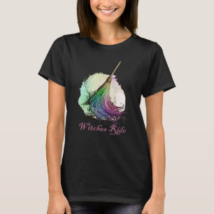Camiseta Bruxas Cavalgam Vassoura Preta Halloween