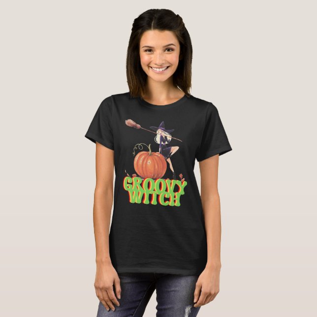 Camiseta bruxas de Dia de as Bruxas engraçado BROVY WITCH (Frente Completa)