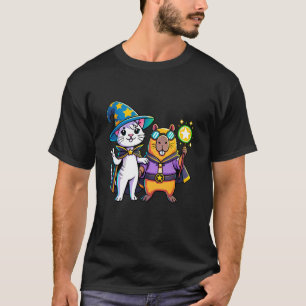 Camiseta Bruxas de Gato e Bruxa Capybara Halloween Crianças