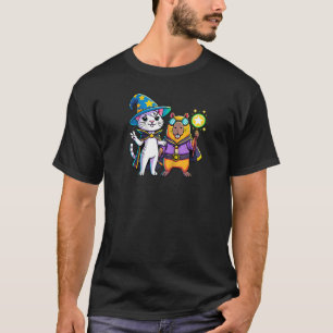 Camiseta Bruxas de Gato e Bruxa Capybara Halloween Crianças