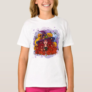 Camiseta Bruxas de Halloween, Pumpkins e T-Shirt Fantasma