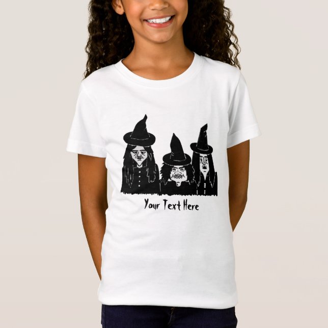 Camiseta bruxas pretas engraçadas assustadoras do halloween (Frente)