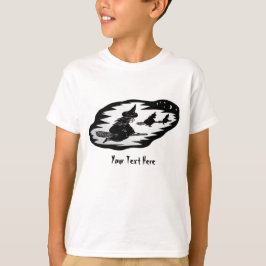 Camiseta bruxas voadoras assustadoras sobre varapau hallowe