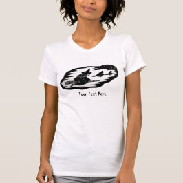 Camiseta bruxas voadoras assustadoras sobre varapau hallowe