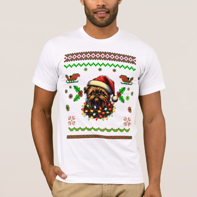 Camiseta Bruxelas Griffon Cachorro Cachorro Natal Xmas (Frente)