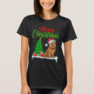 Camiseta Bruxelas Griffon Cão Árvore de Natal Luzes Xmas Do