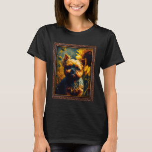 Camiseta Bruxelas Griffon Pintura Flor de Girassol Mãe Wom