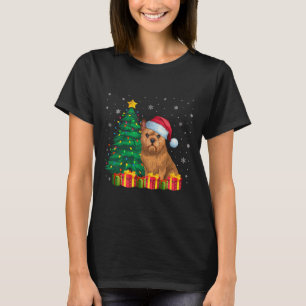 Camiseta Bruxelas Griffon Santa Hat Luzes de Natal D