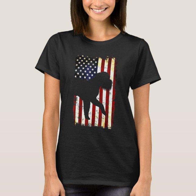Camiseta Bruxelas Griffon Silhouette American Flag 4th Of J (Frente)