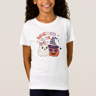 Camiseta Bruxinha Fofa Fantasma de Halloween e Abóbora Dese