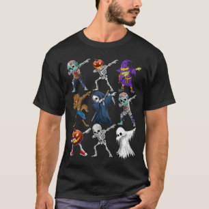 Camiseta Bruxo Esqueleto de Halloween Dabbing Zumbi Múmia B
