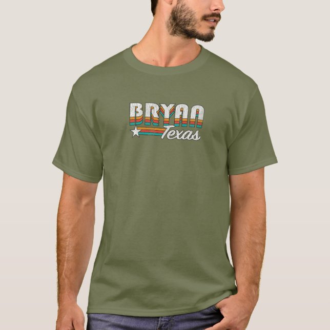 Camiseta BRYAN TX / Bryan Texas Retro Rainbow Design (Frente)