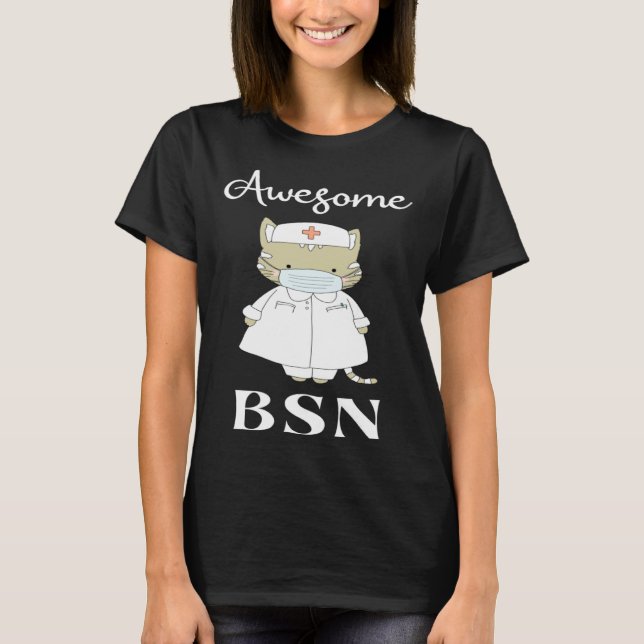 Camiseta BSN Nurse Nursing Graduation Awesome Nurse Cat (Frente)