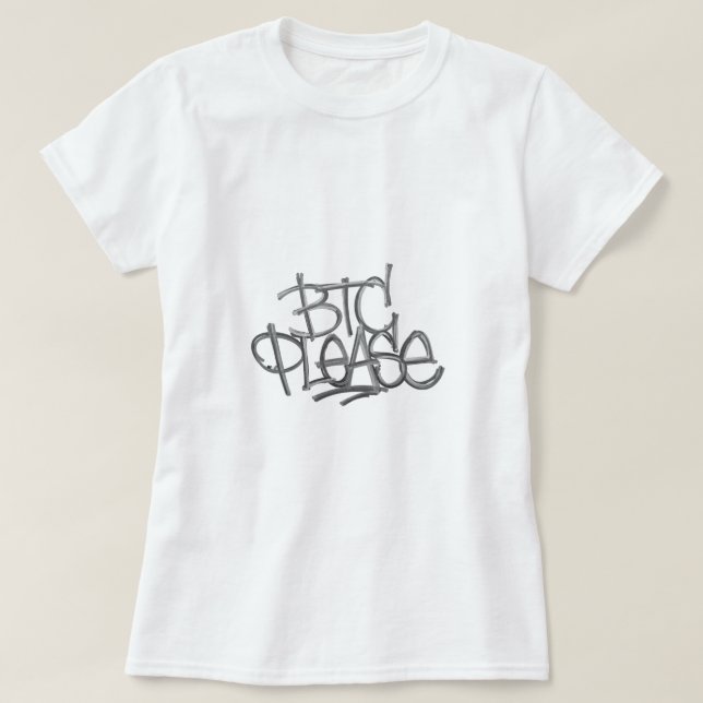 Camiseta "BTC Por Favor" (Branco) (Frente do Design)