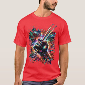 Camiseta BTN124 Drumsticks Drummer Drumset Drumset Drumming