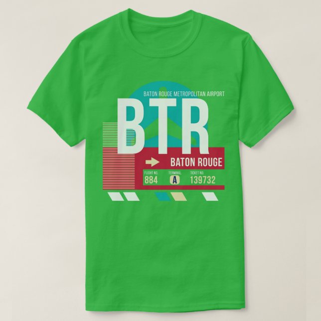 Camiseta BTR Código de Bagagem do Aeroporto BTR (Frente do Design)