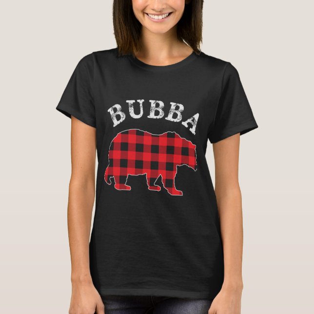 Camiseta BUBBA Bear RED Black Buffalo Xadrez Mama Checkerbo (Frente)