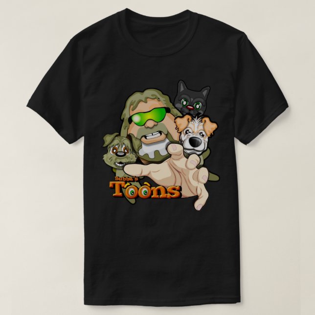 Camiseta Bubba, Frodo, Nate e Simba, o T-Shirt Gato (Frente do Design)