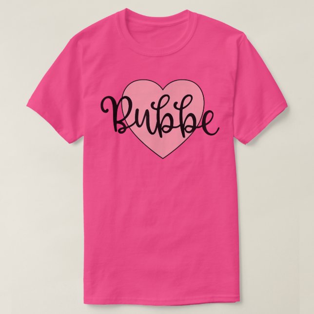 Camiseta Bubbe Yiddish Grandma Grandmother Simple Pink Hear (Frente do Design)