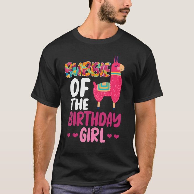 Camiseta Bubbie Da Rapariga De Aniversário Lama Bday Alpaca (Frente)