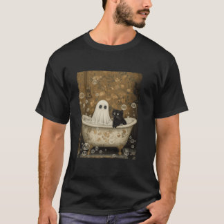 Camiseta Bubble Bath Ghost Cat Halloween Ghost Spooky Seaso